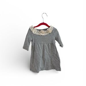 Crewcuts Gray Dress with Cream Ruffle Trim